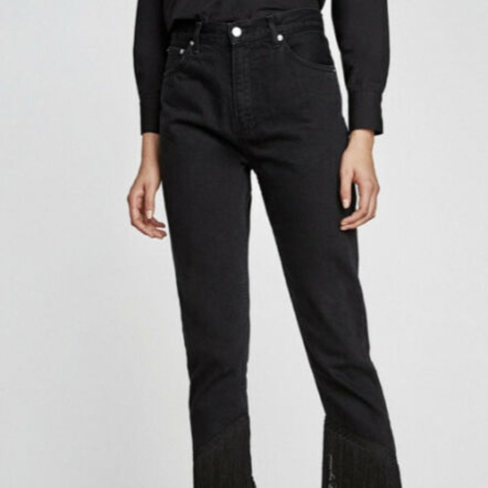 ZARA The Vintage High Waisted Black Fringe Jeans - Picture 10 of 10